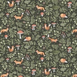 Wood You Be Mine Foxes and Mushrooms Cotton