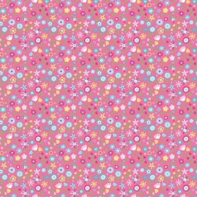 Unicorn Kingdom Flowers Hotpink Cotton
