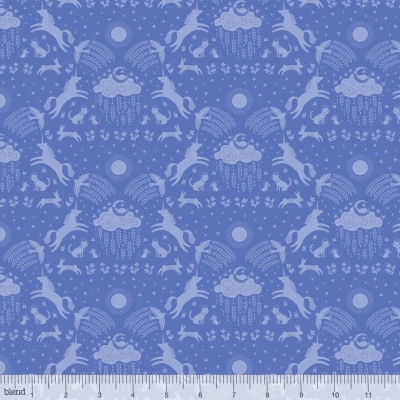 Happy Skies Unicorn Dreams Periwinkle Cotton