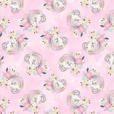 Unicorn Utopia Pink Unicorns Cotton Metallic