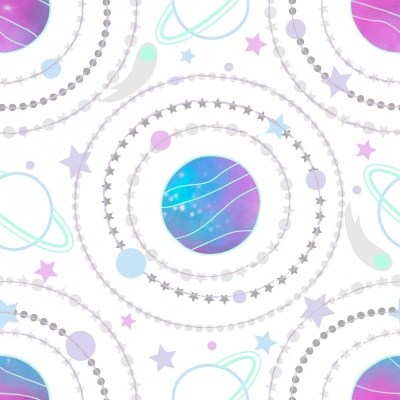 Starlight Solar System White Glitter Cotton