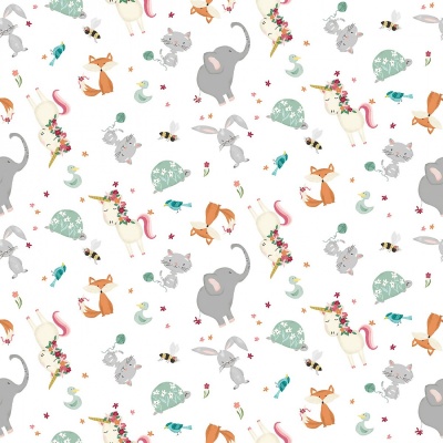 Animal Alphabet Animals White Cotton